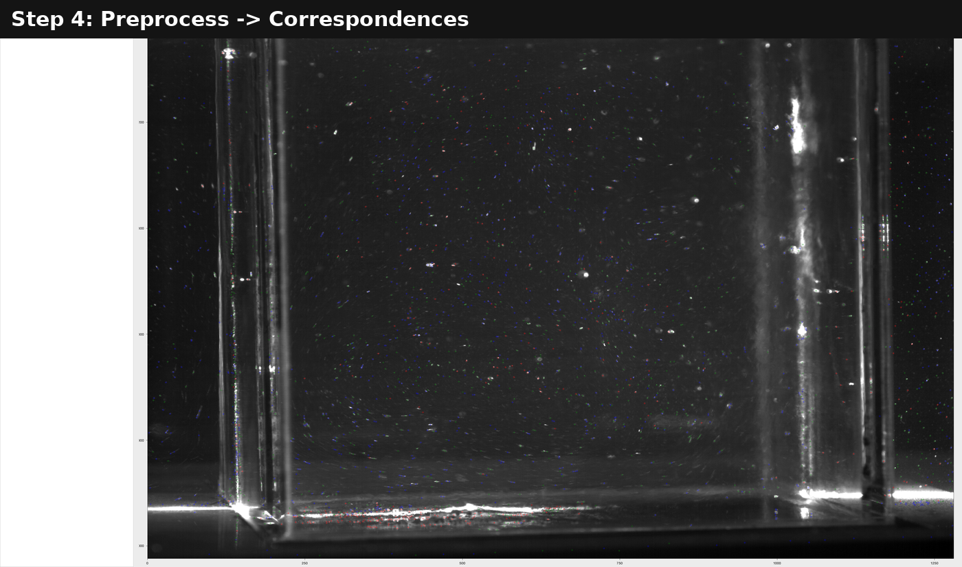 GUI after Correspondences: matched particles in color